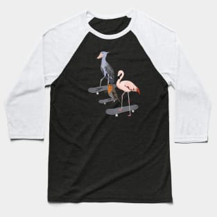 Shoebill Flamingo Robin Bird Skateboard Birdwatcher Animal Biologist Baseball T-Shirt